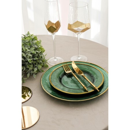 Glass dessert “Emerald”, d = 21.5 cm, green color with gold tap-4