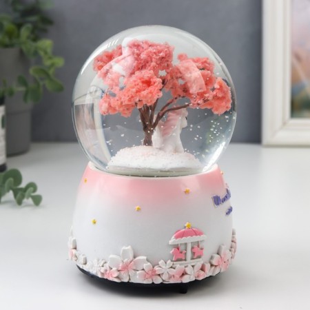 Souvenir Polystone Water Ballion Music "Unicorn by Tree" d = 10cm mix 15x10.5x10.5 cm-4