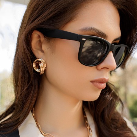 Earrings Metal "Geometry" circles intertwined, color gold-4