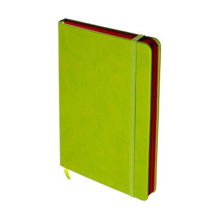 Leduced Diary A5, 140l, Cage, leatherette, elastic band, red cut, green-1