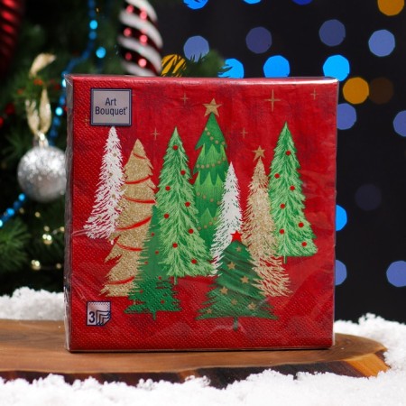 New Year's napkins Paper Art Bouquet "ate red", 3 layers, 33x33 cm, 20 pcs-3