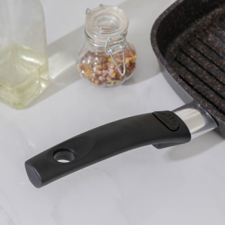 Granit Ultra Grille pan, 26 × 26 cm, removable handle, glass cover, anti-stick coating, black color-3