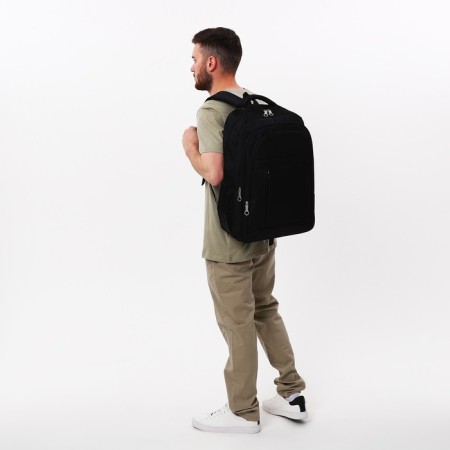 Male backpack, Marat, 3 lightning departments, 3 external pockets, black color-4