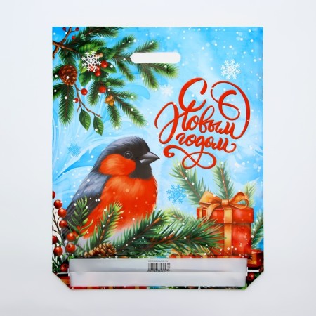 New Year. Snegier Package New Year, polyethylene with a cut pen, 38 x 47 cm-1