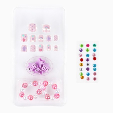 Children's false nails "Milahi", 12 pcs, a set with a bracelet and hairpins-3