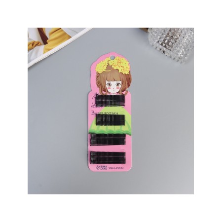 Invisible hair "Gloria", set 40 pcs., Girl, 5.5 and 4.5 cm, black