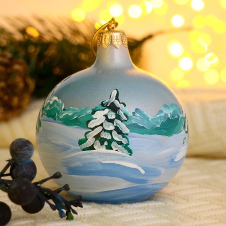 Christmas ball D-8 cm "Winter village" manual painting, mix-4