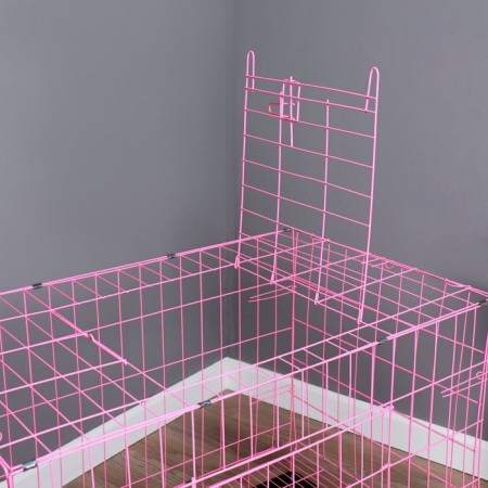 A cage with a hatch for dogs and cats, 100 x 60 x 70 cm, pink-3