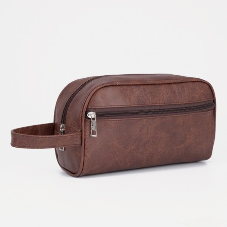Lightning cosmetic bag, external pocket, brown color