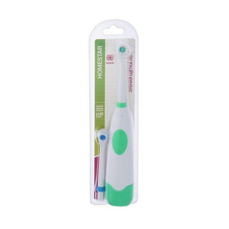 Electric toothbrush Homestar HS-6005, rotational, 6500 rpm, 2 nozzles, green