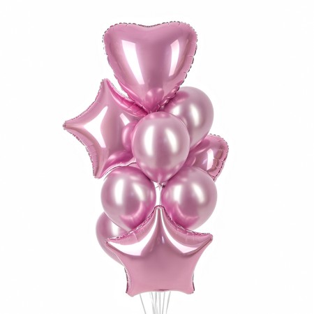 Set of balls "Festive" foil, latex, pink color, 10 pcs.-1