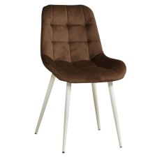 “Quarter U” chair, velor tenerife chocolate / metal white