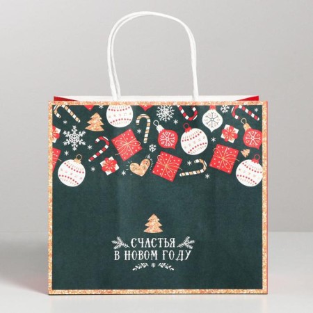 Package Gift craft "Happiness in the New Year", 22 x 25 x 12 cm, New Year-2