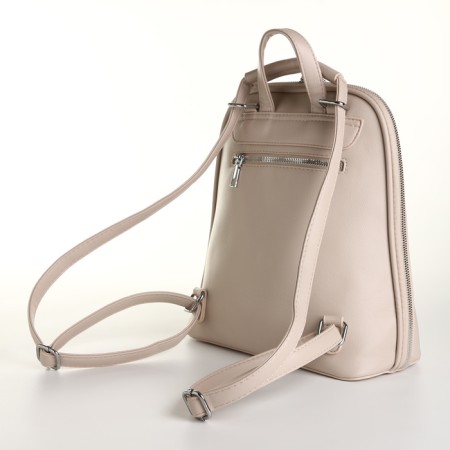 City backpack of artificial leather with lightning, beige color-1