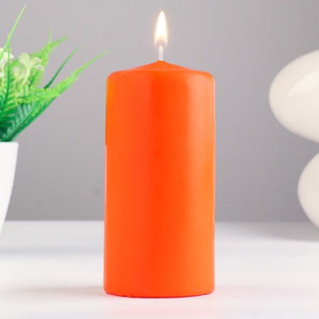 Candle - Aromatic "Orange" cylinder, 6x12.5 cm, 35 hours, 283 g, orange