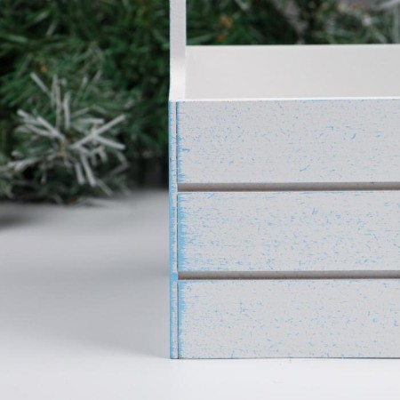 Kashpo wooden 25x15x30 cm, "New Year. Snowflake", white-2
