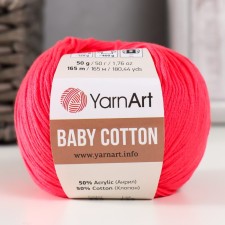 Baby Cotton yarn 50% acrylic 50% cotton 165m/50g (423 coral)