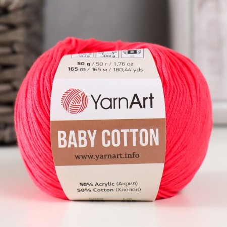 Baby Cotton yarn 50% acrylic 50% cotton 165m/50g (423 coral)
