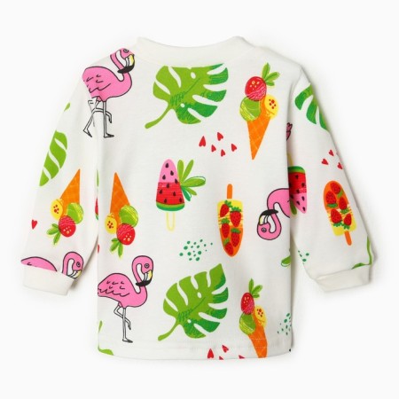 Nursery blouse, white/flamingos, height 86 cm-1