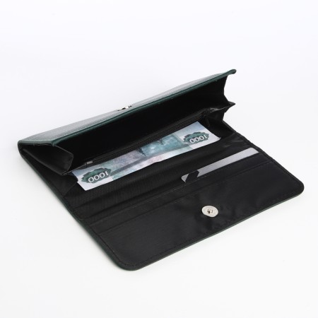 Women's wallet on magnet, green color-3
