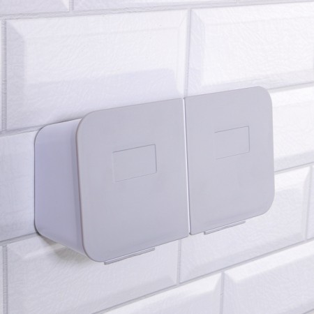 Organizer for storage, hinged, 2 sections, with adhesive hooks, 20.2 × 11 × 6.4 cm, white/gray color-6