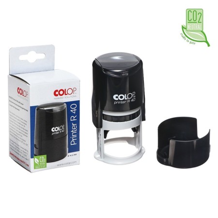 Equipment for round printing automatic Colop Printer R40, diameter 41.5 mm, with a lid, black body