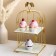 Standing for desserts 2-tier "marble", 21 × 21 × 43 cm, golden color of gold