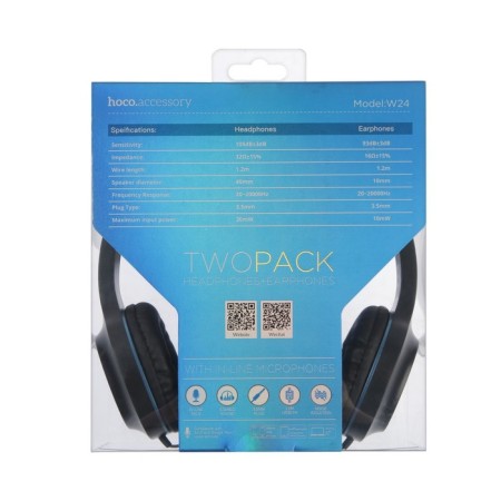 Hoco W24 headphone set, wired, full -size + vacuum, wired, blue-11