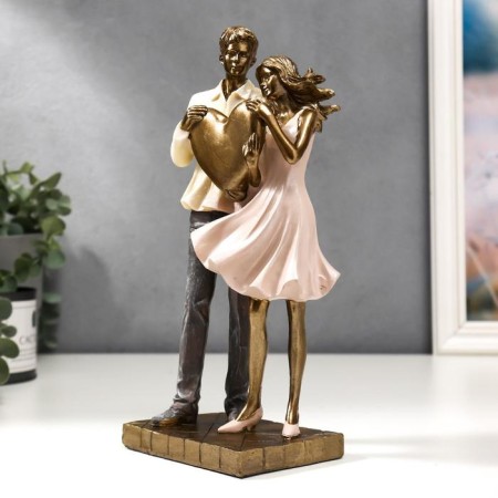 Souvenir Polystone "Fighting a couple with heart" 25.5x8x11.5 cm-2