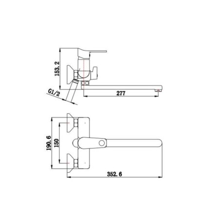 Bath mixer "RMS" SL137-006E, pour 277 mm, shower set, zinc, chrome-4