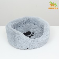 Sungory with a pillow fur, satin, perioteum, 40 x 40 x 16 cm, gray