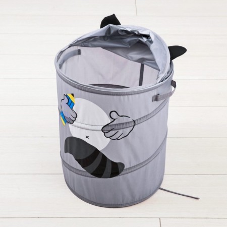 A basket for storing Raccoon toys with handles and a lid-4