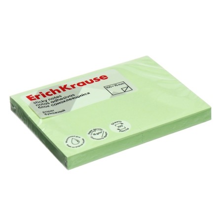 Block with a sticky edge paper 100x75 mm, Erichkrause, 100 sheets, green-2