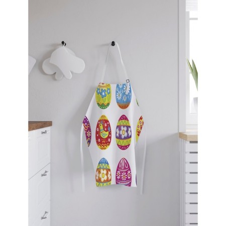 Apron kitchen with a photo print "Coloring Easter eggs", adjustable, size OS-1
