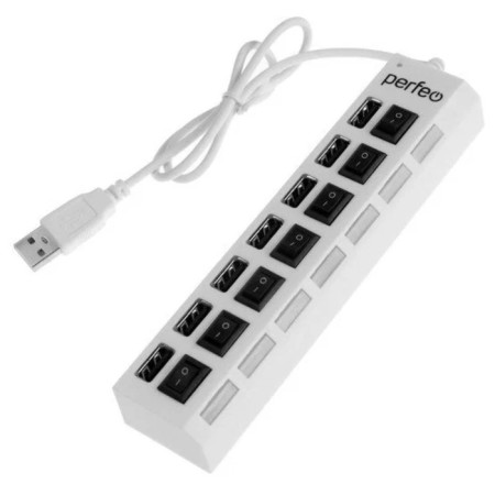 USB bias (Hub) Perfeo PF-H033, 7 ports, USB 2.0, white-2
