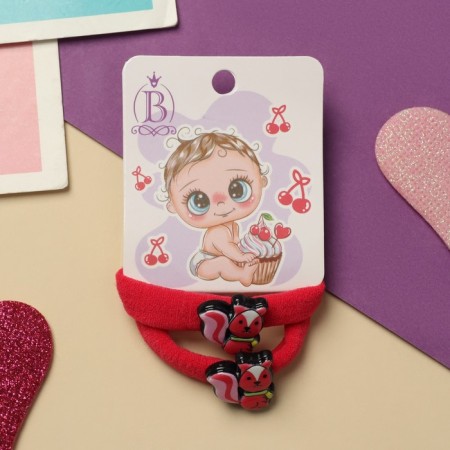 Hair elastic band "Pupsenok" (set 2 pcs) squirrel, 4 cm, pink