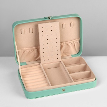 Organizer for jewelry "Portable box", 8 stripes, 4 places, 14 × 21 × 4.5 cm, green color-3