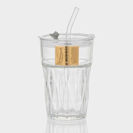 Glass glass with a lid and a Krono pipe, 400 ml