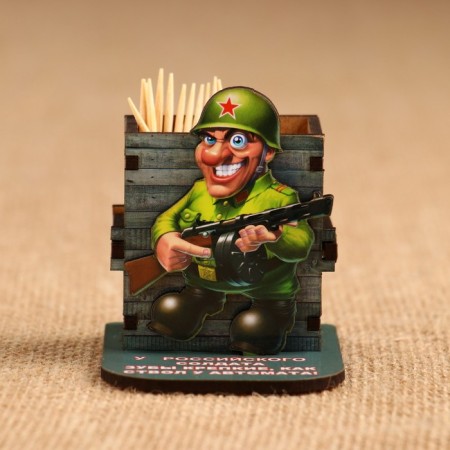 Toothpick stand "Army" 6.5x6.5x5.5 cm mix-1