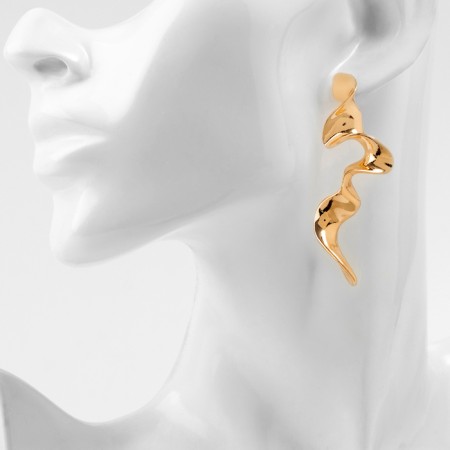 Earrings Metal "Shine" wave, color gold-3
