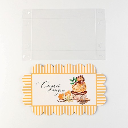 Cookie box, confectionery packaging with PVC lid, “sweet life”, 10.5 x 21 x 3 cm-4