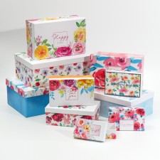 A set of boxes 10 in 1, gift packaging, “Flower extravaganza”, 12 x 7 x 4 - 32.5 x 20 x 12.5 cm