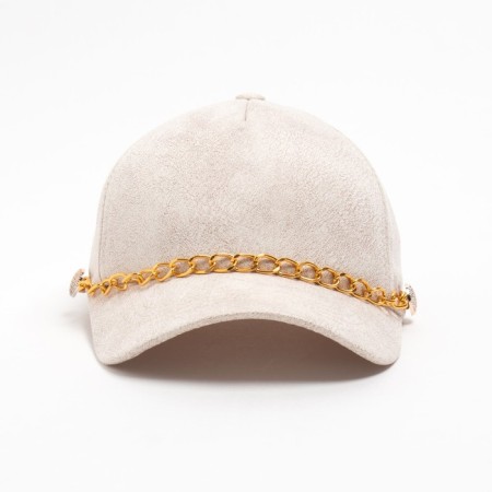 Women's baseball cap with chain is beige color, size 56-58-3