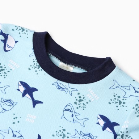 Лонгслив, цвет голубой/акулы, рост 74 см-1