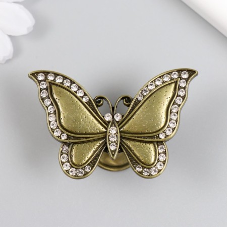 Handle for the casket metal "butterfly" rhinestones, bronze 3.6x5.5x2.2 cm