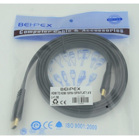 Audio-Video cable Flat v1.4 HDMI (M)/HDMI (M) 1.5m.-1