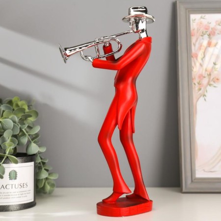 Polystone souvenir "Musician with saxophone" Red with silver 29.5x10.5x13.5 cm-2