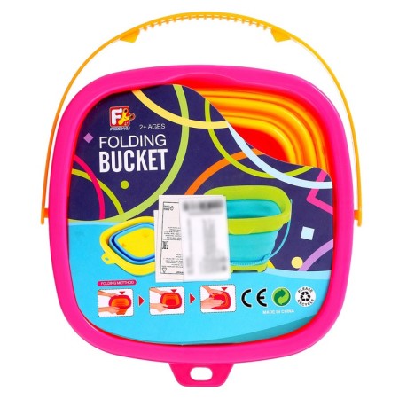 Folding bucket for sandbox, pink color-4