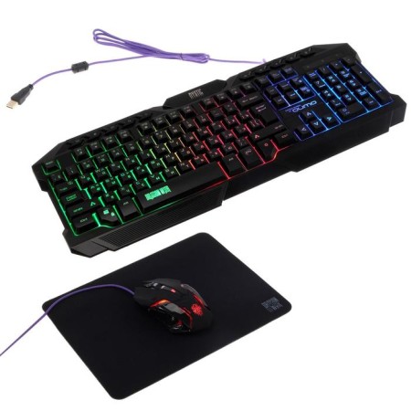 Keyboard set+mouse+Carpet Qumo Mystic K58/M76, Wending, Membram, 3200 DPI, USB, Black