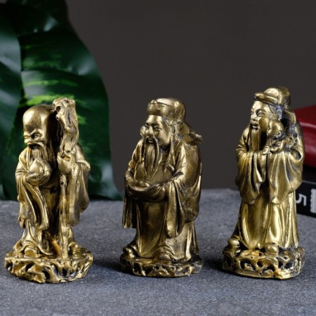 Set of figures "Three Eastern Easters" aged gold, height 11cm-3